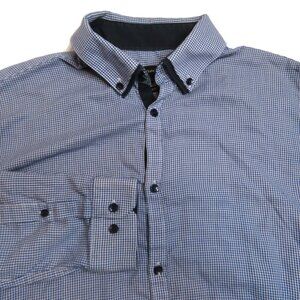 Cedar Wood State Button Down‎ Long Sleeve Shirt Mens 15.5 Slim Blue Houndstooth